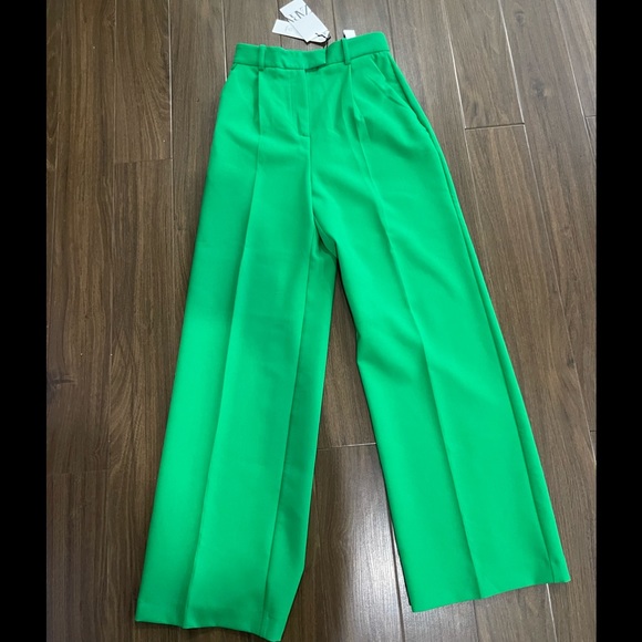 Zara Pants & Jumpsuits Zara Green High Waisted Full Length Pants